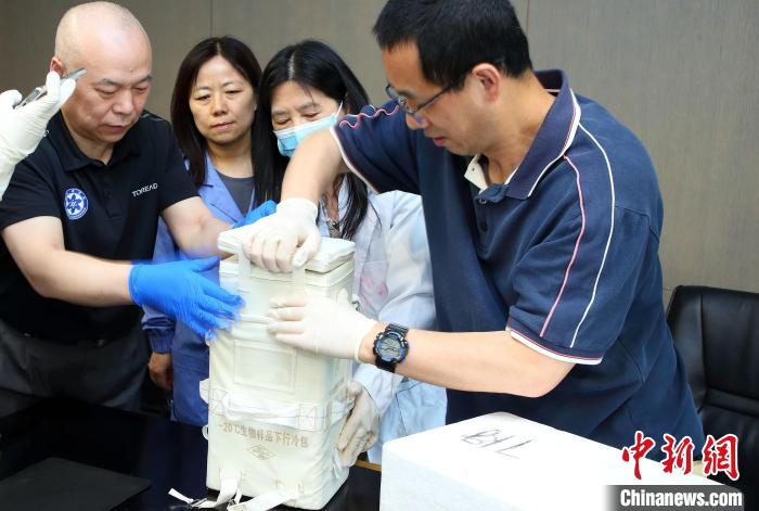 科研人員查看隨神舟十五號返回地面的空間科學(xué)實驗樣品?！≈锌圃嚎臻g應(yīng)用中心 供圖