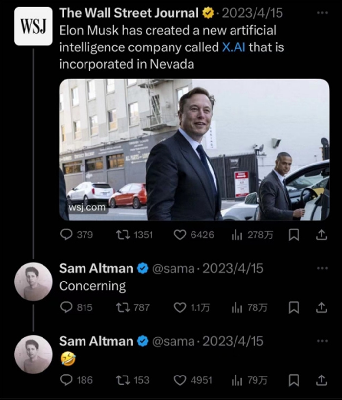 奧特曼社交媒體截圖。