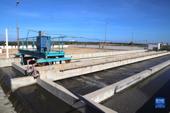 這是11月28日在突尼斯蘇塞市拍攝的中企承接建造的哈姆敦污水處理站一角。新華社記者 黃靈 攝