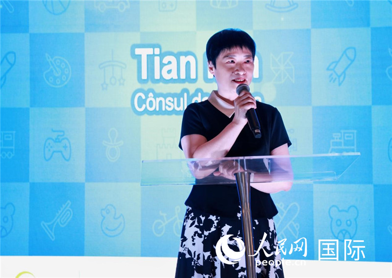 中國駐里約熱內(nèi)盧總領事田敏發(fā)表致辭。人民網(wǎng)記者宋亦然攝