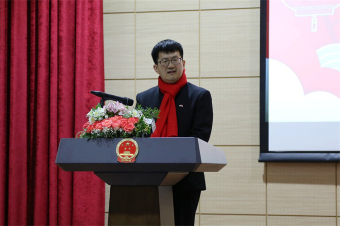 中國駐阿爾及利亞大使李健致辭。中國駐阿爾及利亞大使館供圖