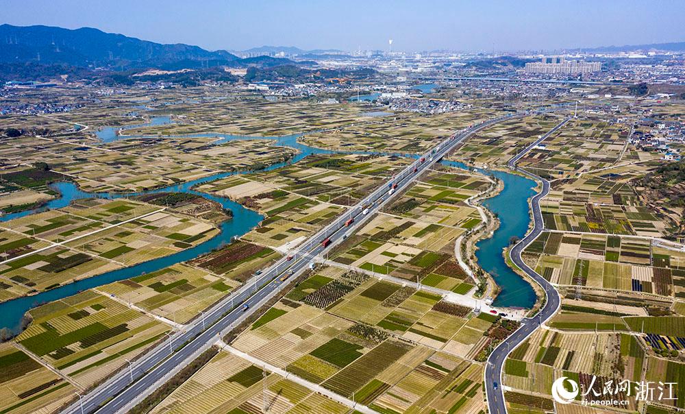 寧波市北侖區(qū)柴橋街道的萬(wàn)畝花田猶如打翻的調(diào)色盤(pán)。人民網(wǎng) 章勇濤攝