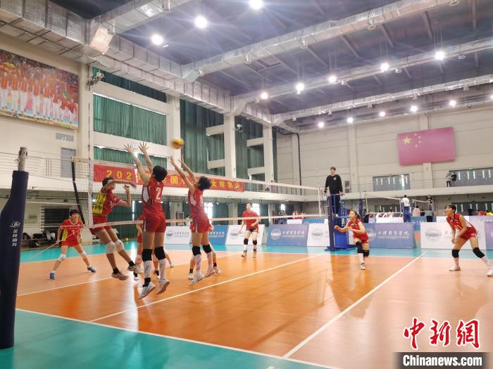 圖為全國(guó)青少年女排在天津進(jìn)行集訓(xùn)?！√旖蝮w育學(xué)院供圖