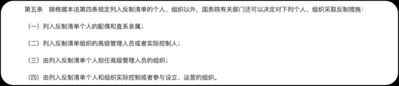 《反外國制裁法》明確規(guī)定反制對象。