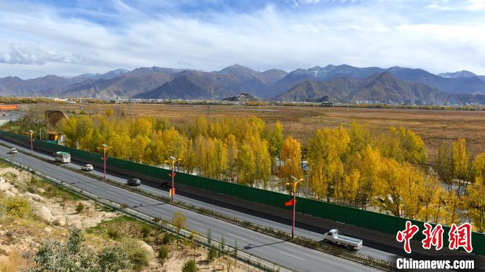 從拉薩北面看拉魯濕地和布達拉宮?！〗w波 攝