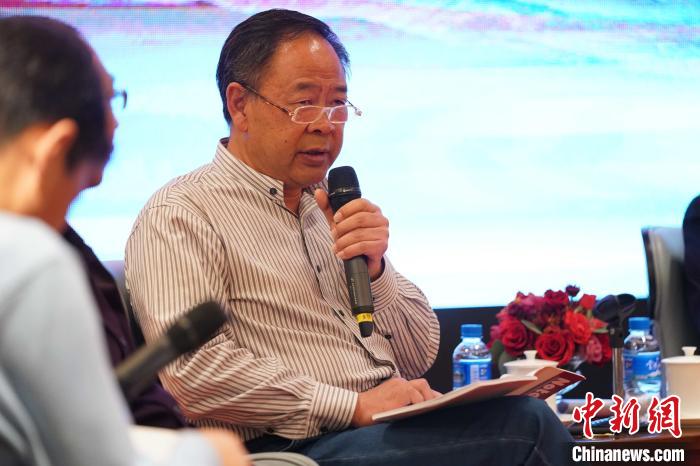 圖為青海省藝術(shù)研究所所長、文化學(xué)者耿占坤發(fā)表觀點。　蘇丹 攝