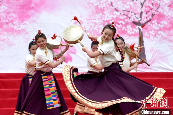 3月28日，西藏林芝第二十屆桃花旅游文化節(jié)開幕式上的文藝表演?！±盍?攝
